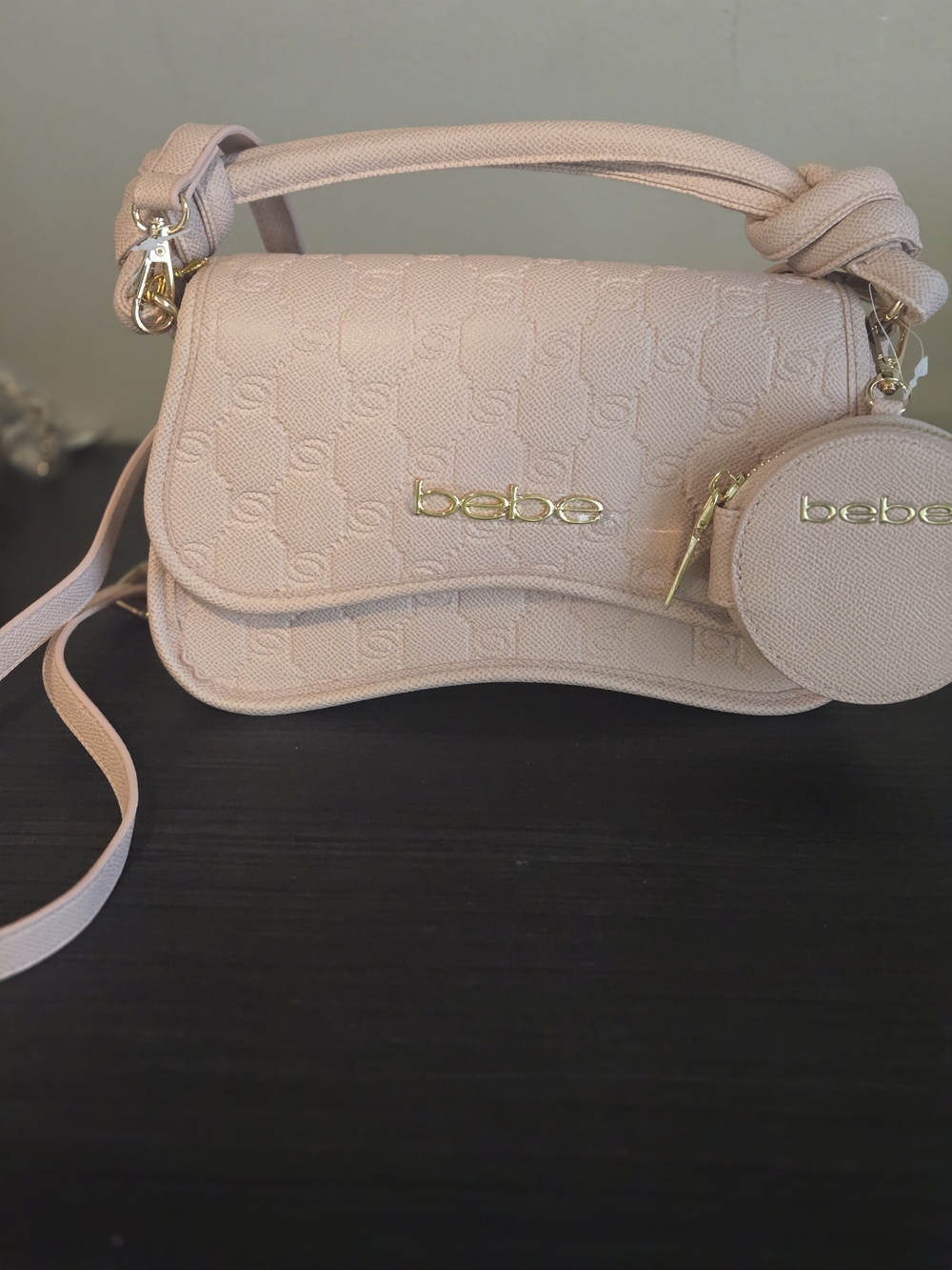NWT bebe Romina Embossed Crossbody Bag Powder Pink Coin Purse